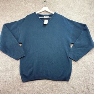 VTG Tony Lambert Design Sweater Mens Medium Blue Cotton Tight Knit Dad Grandpa